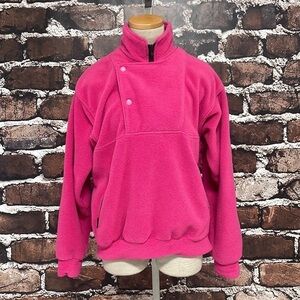 Marmot Fleece Sweatshirt Jacket Pullover Side Zipper Pink Size 10
